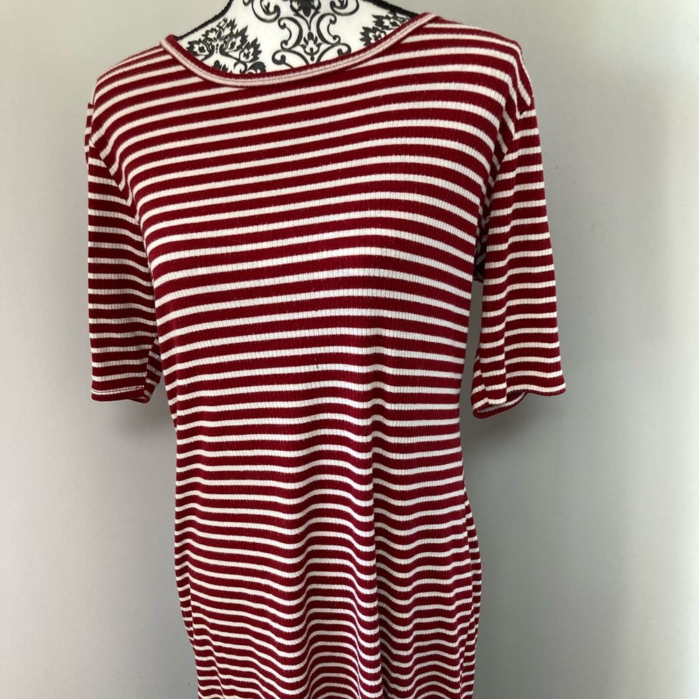 LulaRoe Julia Dress, size L, used, pilling and two very slight pin wholes shown.